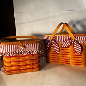 Longaberger Red Stripe Baskets